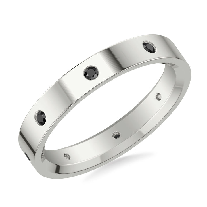 Flat Steel Edge Diamond Wedding Band