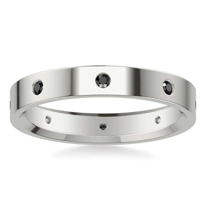 Flat Steel Edge Diamond Wedding Band