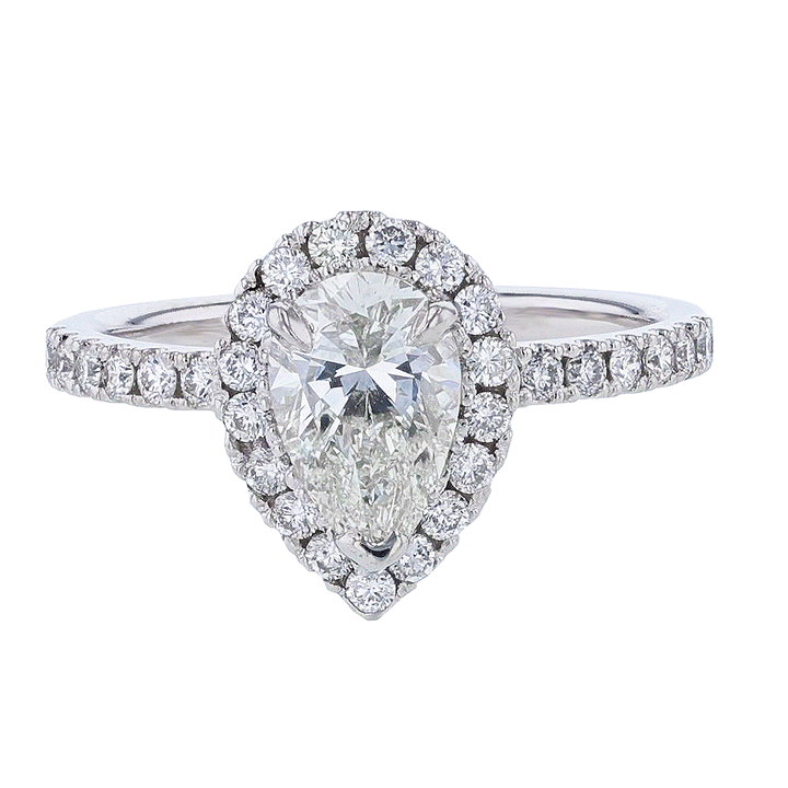 Platinum Pear Shape Diamond Halo Engagement Ring