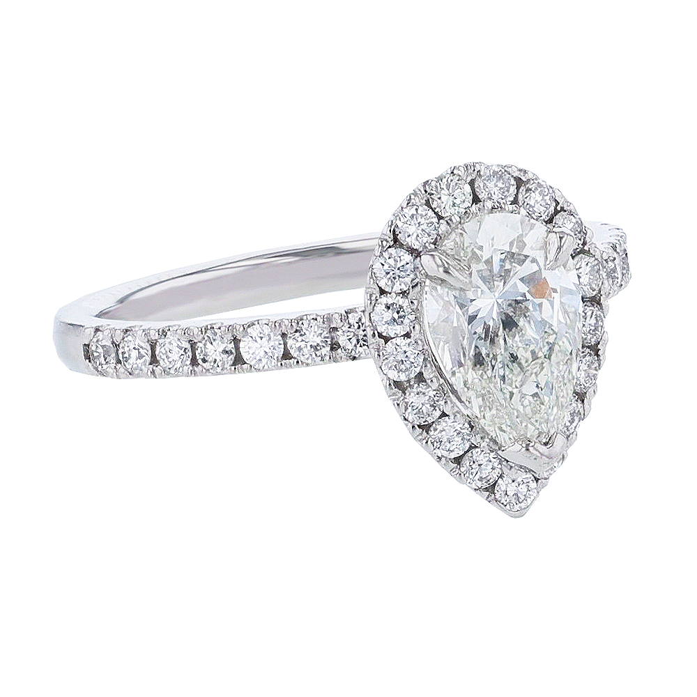 Platinum Pear Shape Diamond Halo Engagement Ring