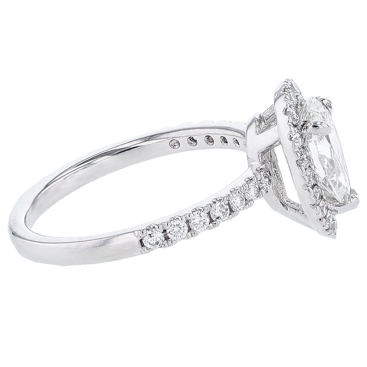 Platinum Pear Shape Diamond Halo Engagement Ring