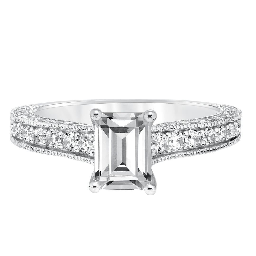 Vintage Diamond Engraved Milgrain Engagement Ring.  Center Stone is not included.