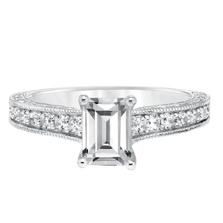 Vintage Diamond Engraved Milgrain Engagement Ring.  Center Stone is not included.