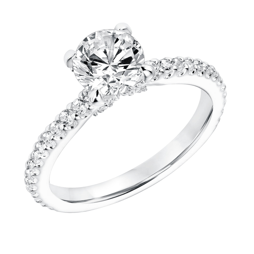 Diamond Prong Set Engagement  Ring with Diamond Shank.  Center Stone is not included.