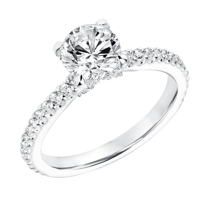 Diamond Prong Set Engagement  Ring with Diamond Shank.  Center Stone is not included.