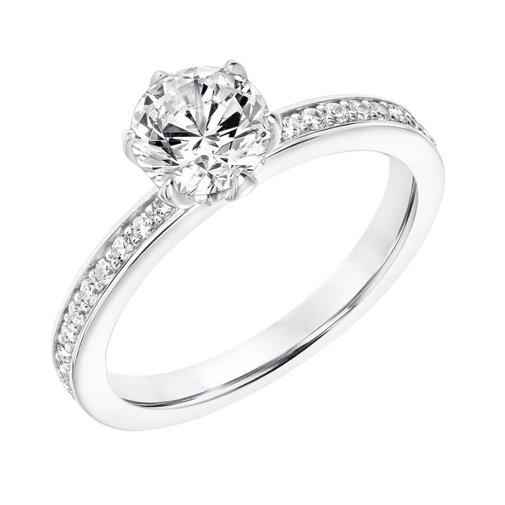 Diamond Prong Set Engagement  Ring with Diamond Shank.  Center Stone is not included.