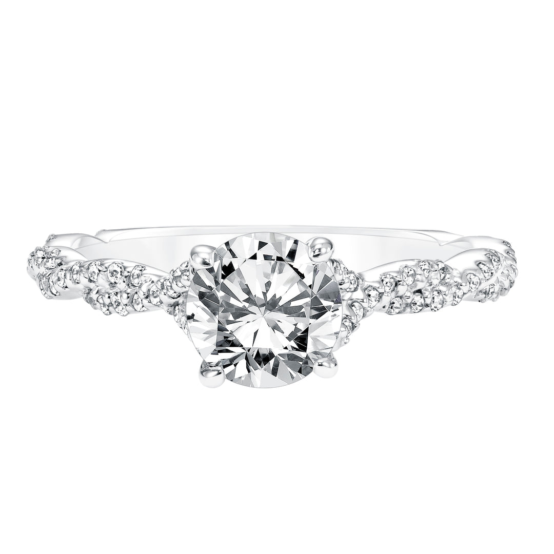 Diamond Prong Set Engagement Ring with Twisted Diamond Shank.  Center Stone is not included.