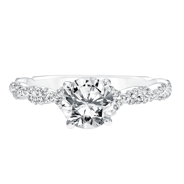 Diamond Prong Set Engagement Ring with Twisted Diamond Shank.  Center Stone is not included.