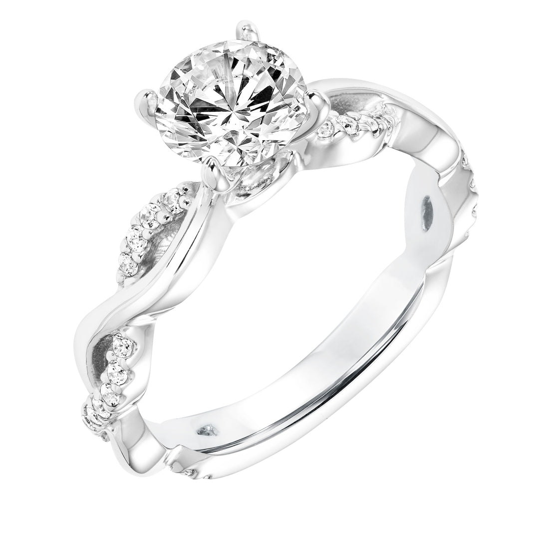 Diamond Prong Set Engagement Ring with Diamond  Twisted Shank.  Center Stone is not included.