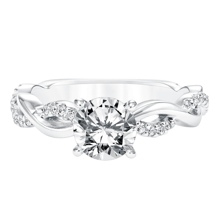 Diamond Prong Set Engagement Ring with Diamond  Twisted Shank.  Center Stone is not included.