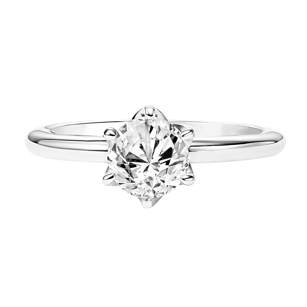 Diamond Solitaire Engagement Ring with Polished Shank.  Center Stone is not included.