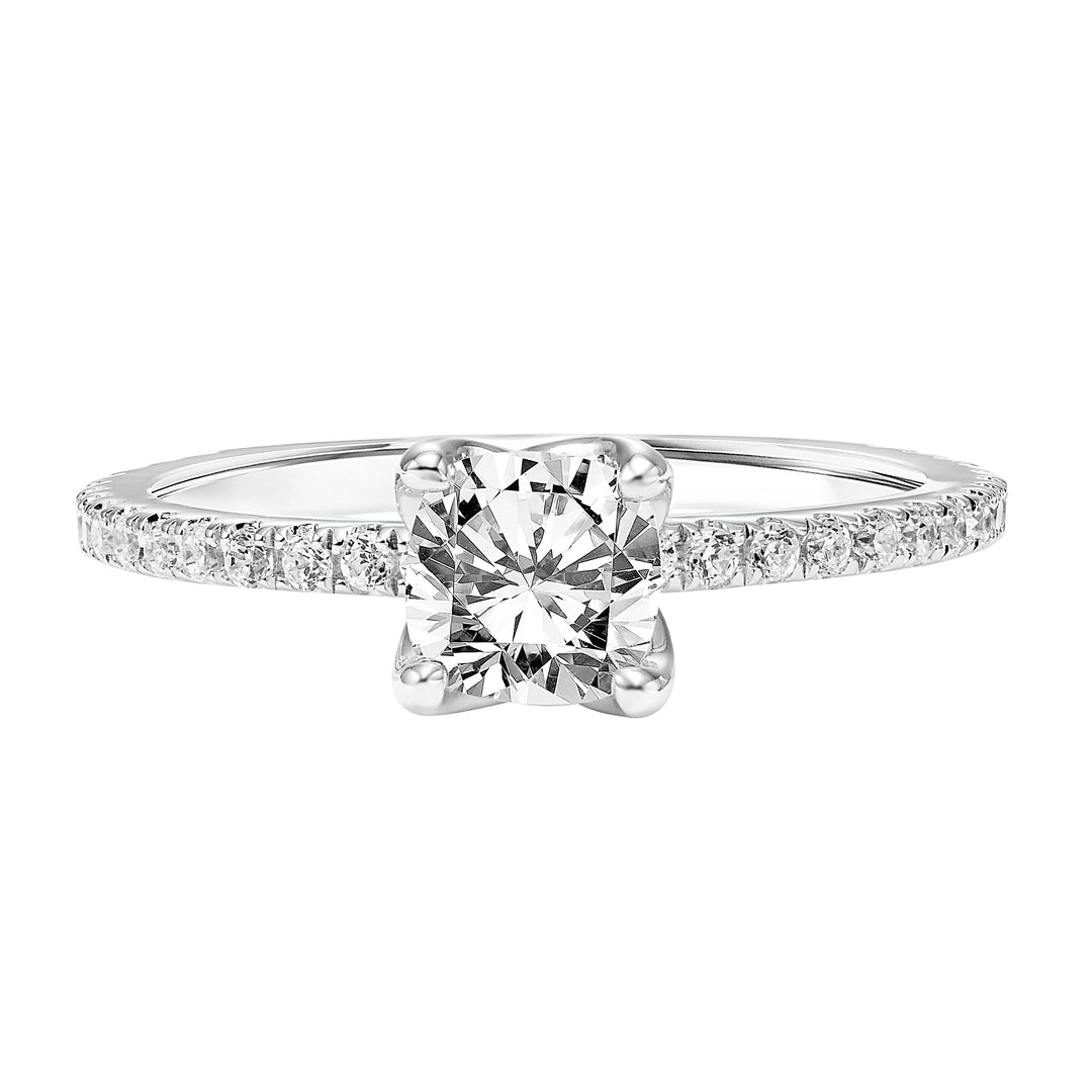 Diamond Prong Set Engagement Ring with Diamond Shank.  Center Stone is not included.