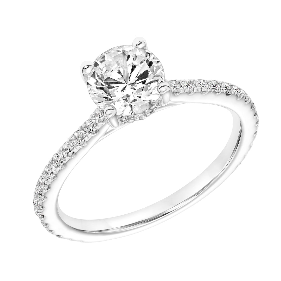 31-11097HRW-E.00 - Goldman - Classic Cathedral Setting Engagement Ring with Hidden Halo and Diamond Shank