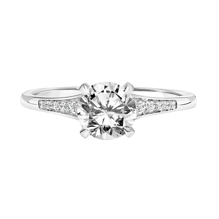 Diamond Engagement Ring with Graduated Diamond Tapered Shank.  Center Stone is not included.
