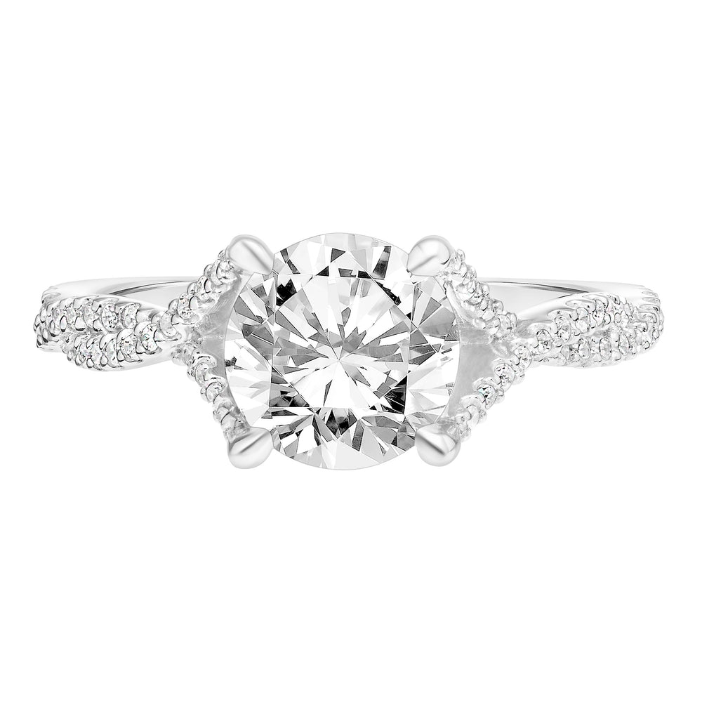 Diamond Engagement Ring with Polished Petal Gallery and Twisted Diamond Shank.  Center Stone is not included.