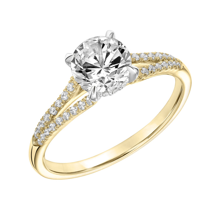 Diamond Engagement Ring with Petite Split Diamond Shank.  Center Stone is not included.