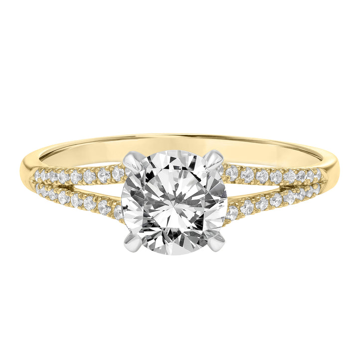 Diamond Engagement Ring with Petite Split Diamond Shank.  Center Stone is not included.