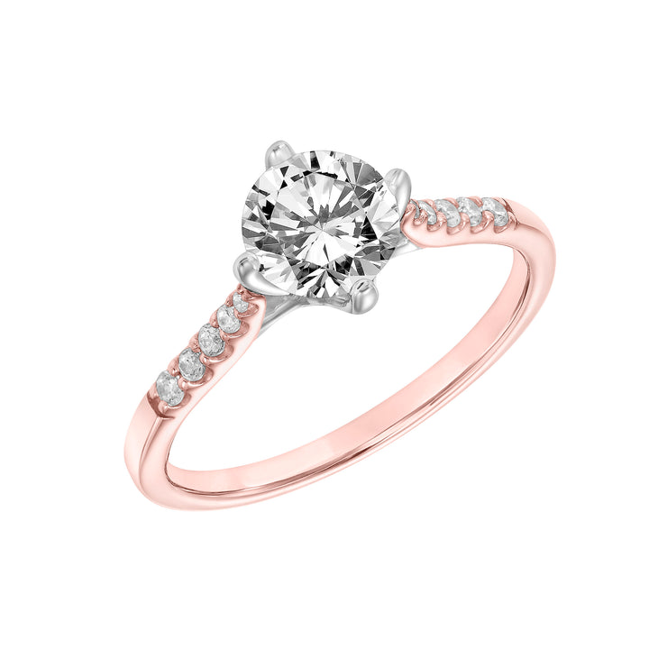 East West Diamond Engagement Ring with Petitie Diamond Shank.  Center Stone is not included.