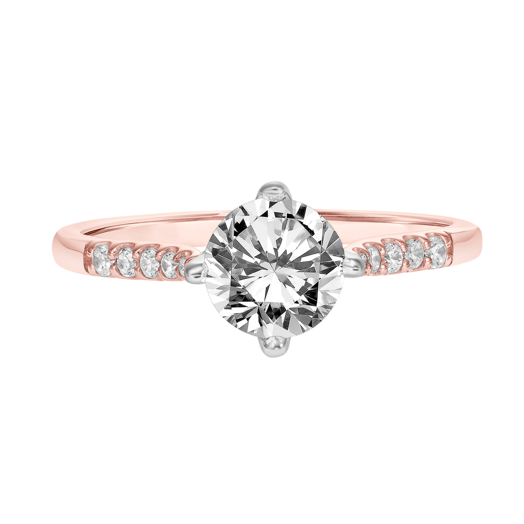 East West Diamond Engagement Ring with Petitie Diamond Shank