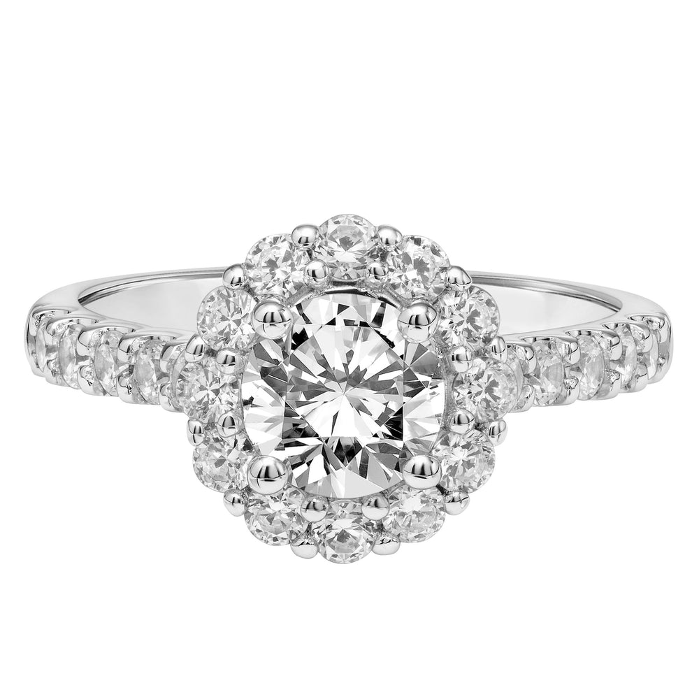 Diamond Halo Engagement Ring with Diamond Shank.  Center Stone is not included.