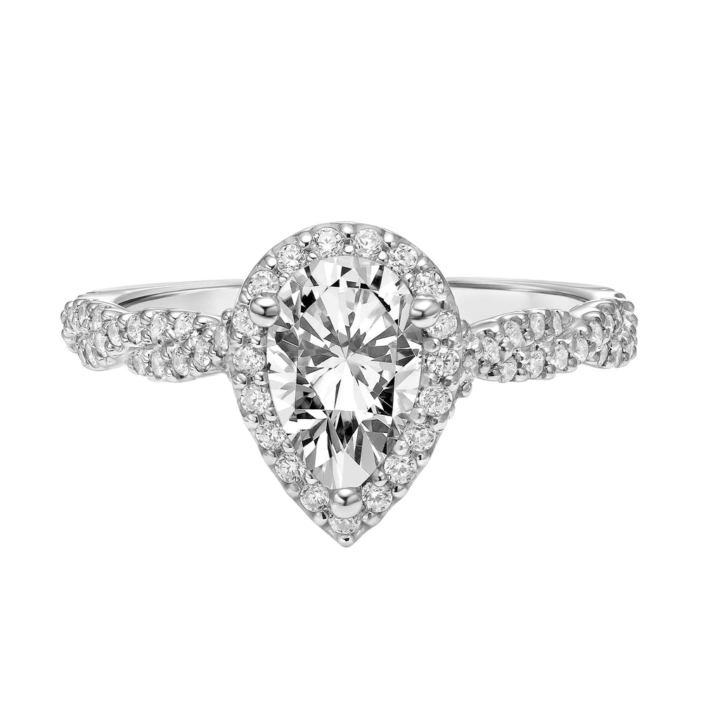 Contemporary Twist Halo Engagement Ring.  Center Stone is not included.
