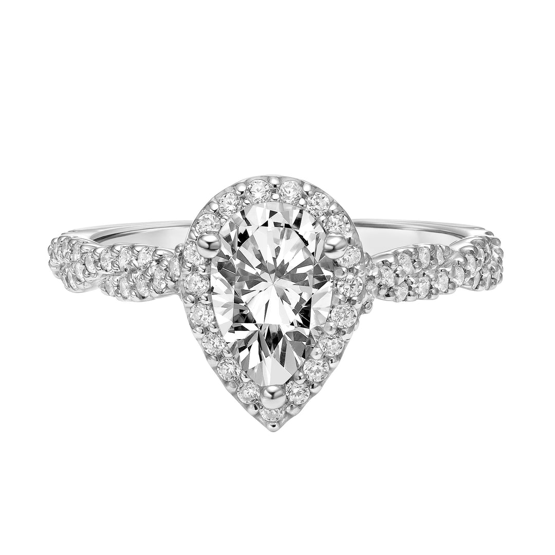 Contemporary Twist Halo Engagement Ring.  Center Stone is not included.