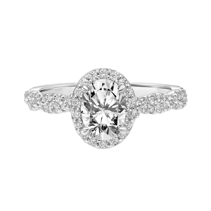 Contemporary Twist Halo Engagement Ring.  Center Stone is not included.