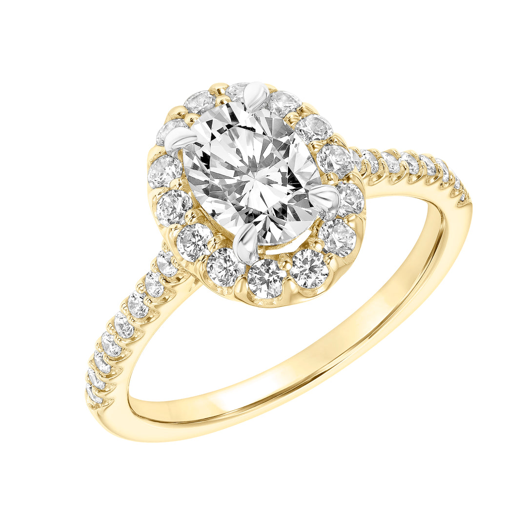 31-12004EVY-E.00 - Goldman - Classic Oval Diamond Halo Engagement Ring with  Diamond Shank