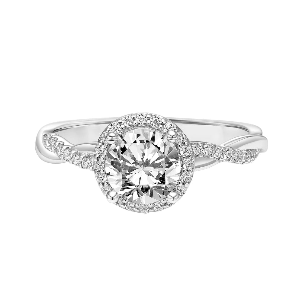 Contemporary Twist Halo Engagement Ring