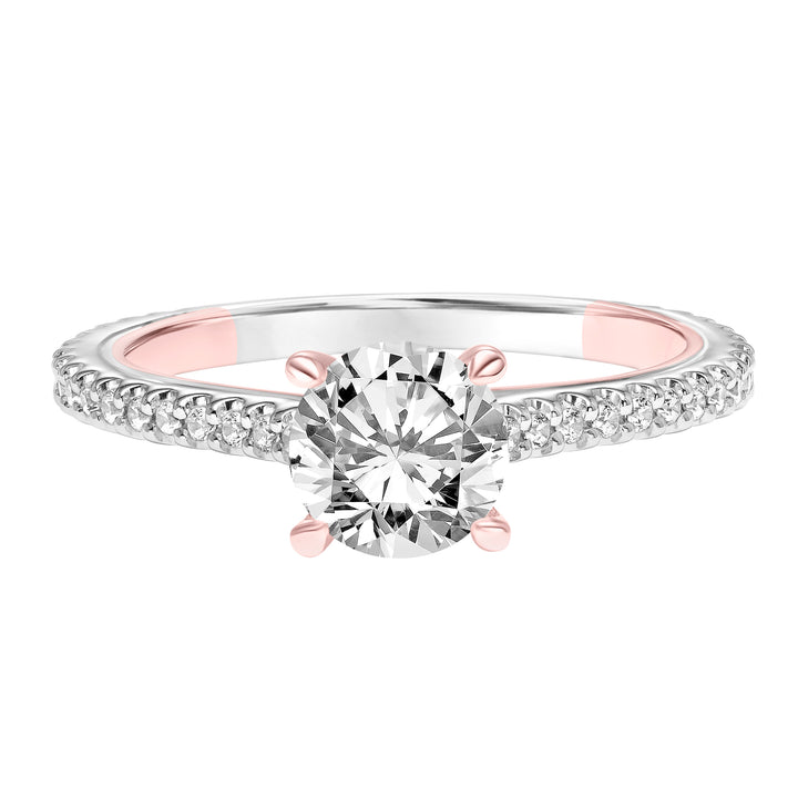 Contemporary Side Stone Diamond Engagement Ring.  Center Stone is not included.