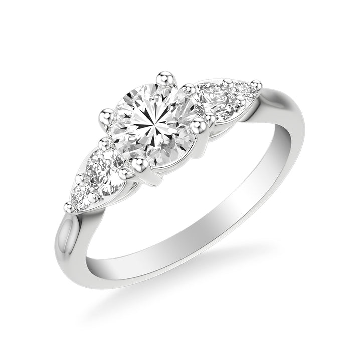 Contemporary 3-Stone Engagement Ring.  Center Stone is not included.