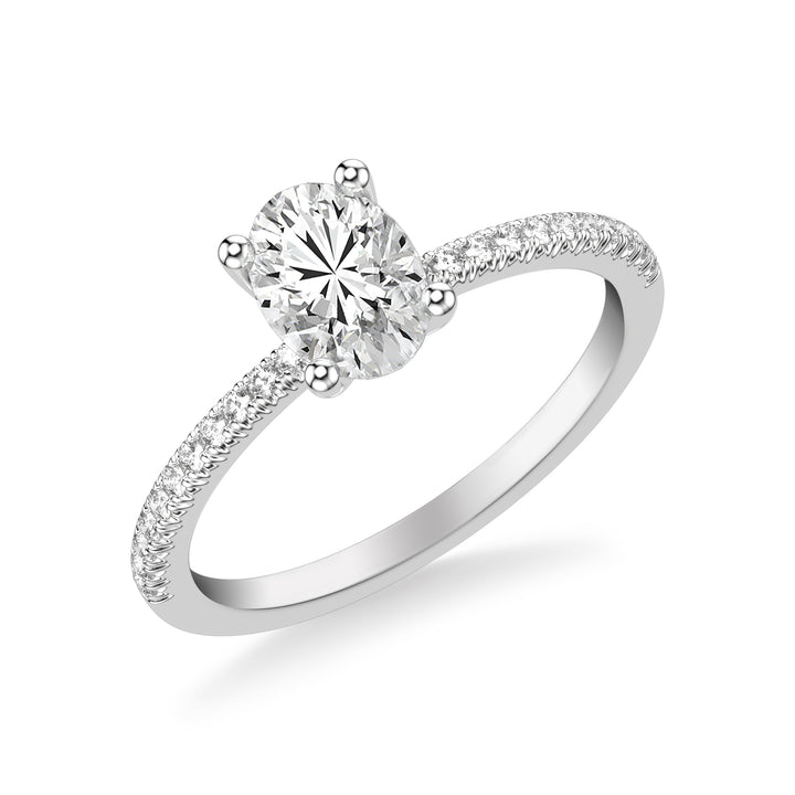 Classic Basket Setting Engagement Ring with Diamond Shank.  Center Stone is not included.