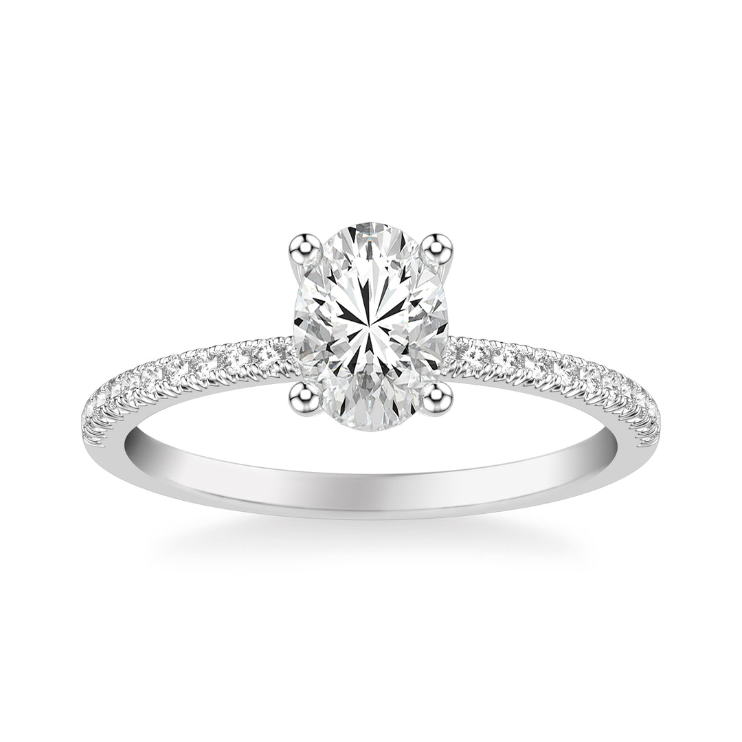 Classic Basket Setting Engagement Ring with Diamond Shank.  Center Stone is not included.