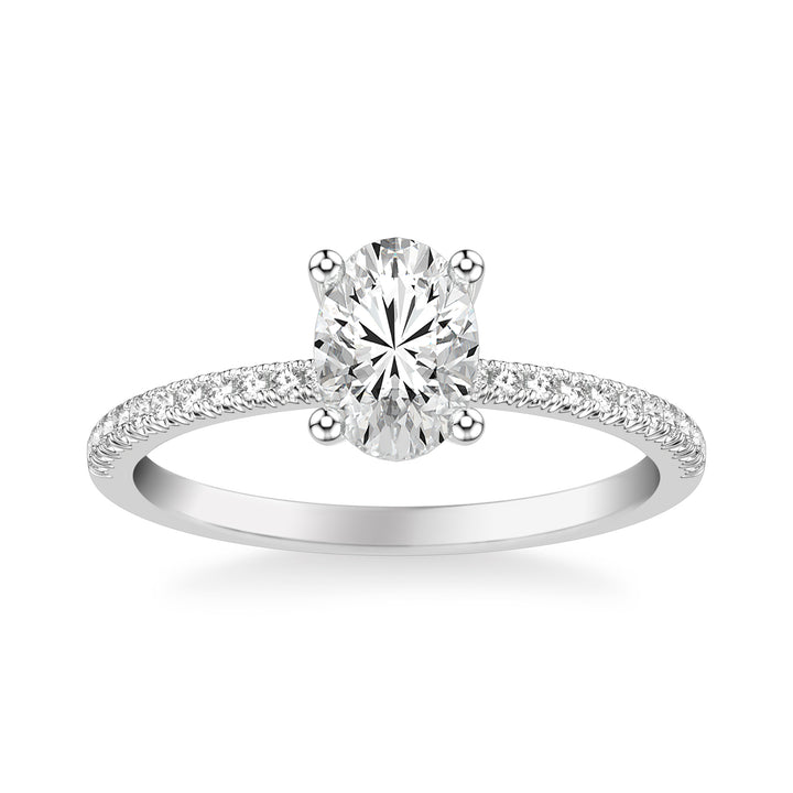 Classic Basket Setting Engagement Ring with Diamond Shank.  Center Stone is not included.
