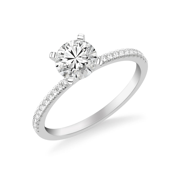 Classic Solitaire Engagement Ring with Diamond Shank.  Center Stone is not included.