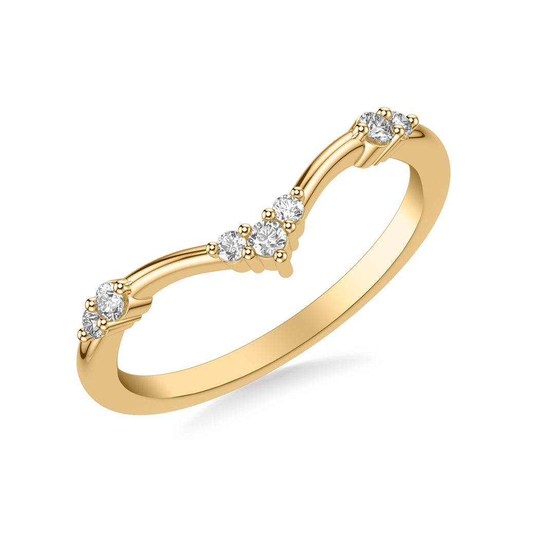 31-12146Y-L.00 - Goldman - Contemporary Curved Wedding Band with Multiple Cluster Sections of Diamonds