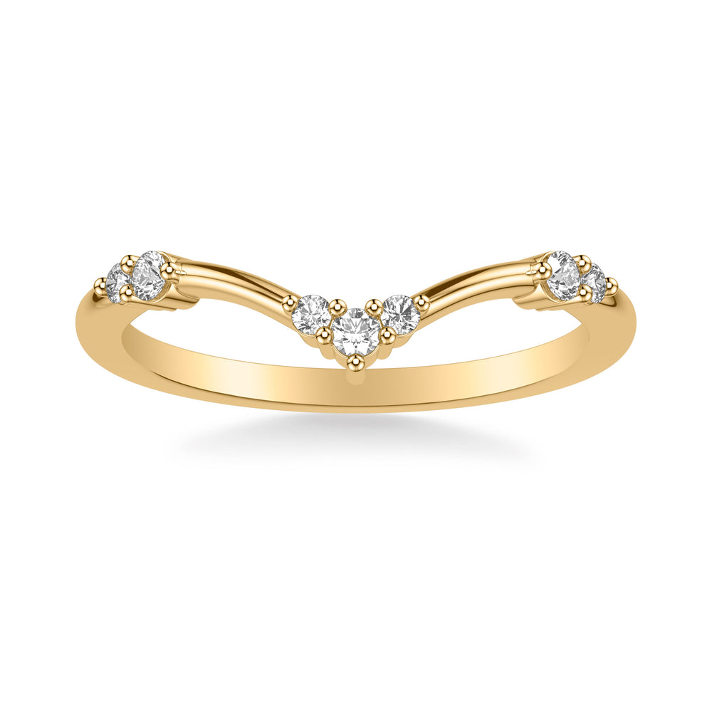 Contemporary Curved Wedding Band with Multiple Cluster Sections of Diamonds
