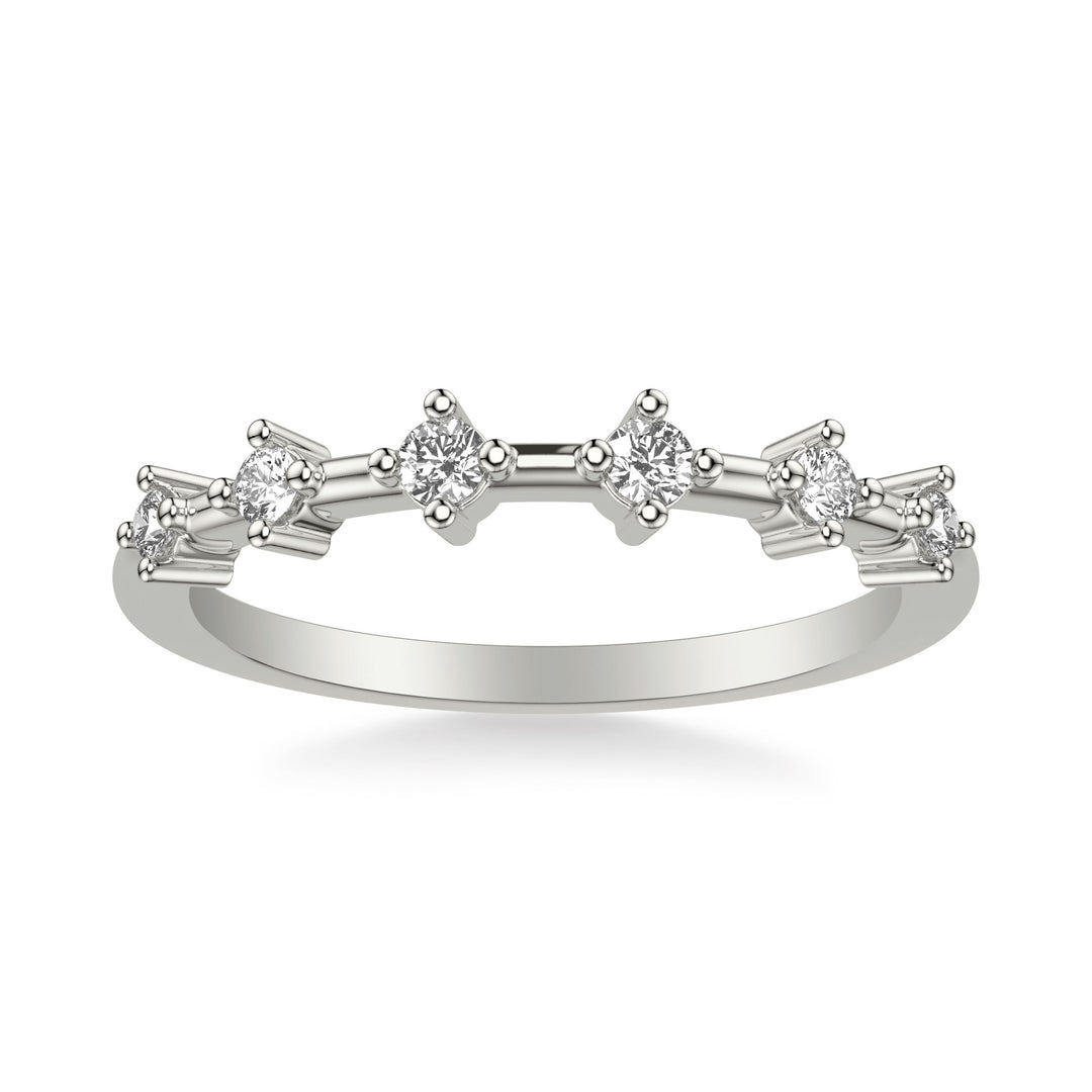 Contemporary Wedding Band with Single Diamond Station Accents