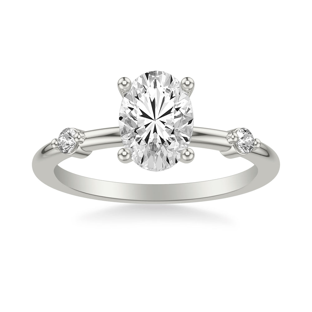 Contemporary Engagement Ring with Single Diamond Station Accented Band