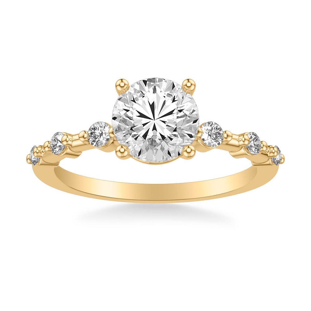 Contemporary Engagement Ring with Single Diamond Station Accented Band
