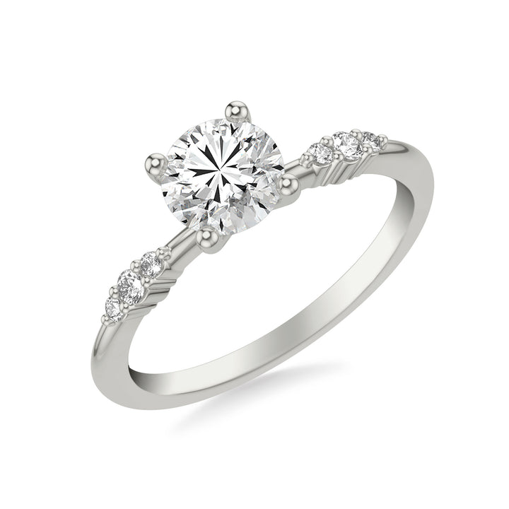 Contemporary Engagement Ring with Diamond Cluster Accented Band.  Center Stone is not included.