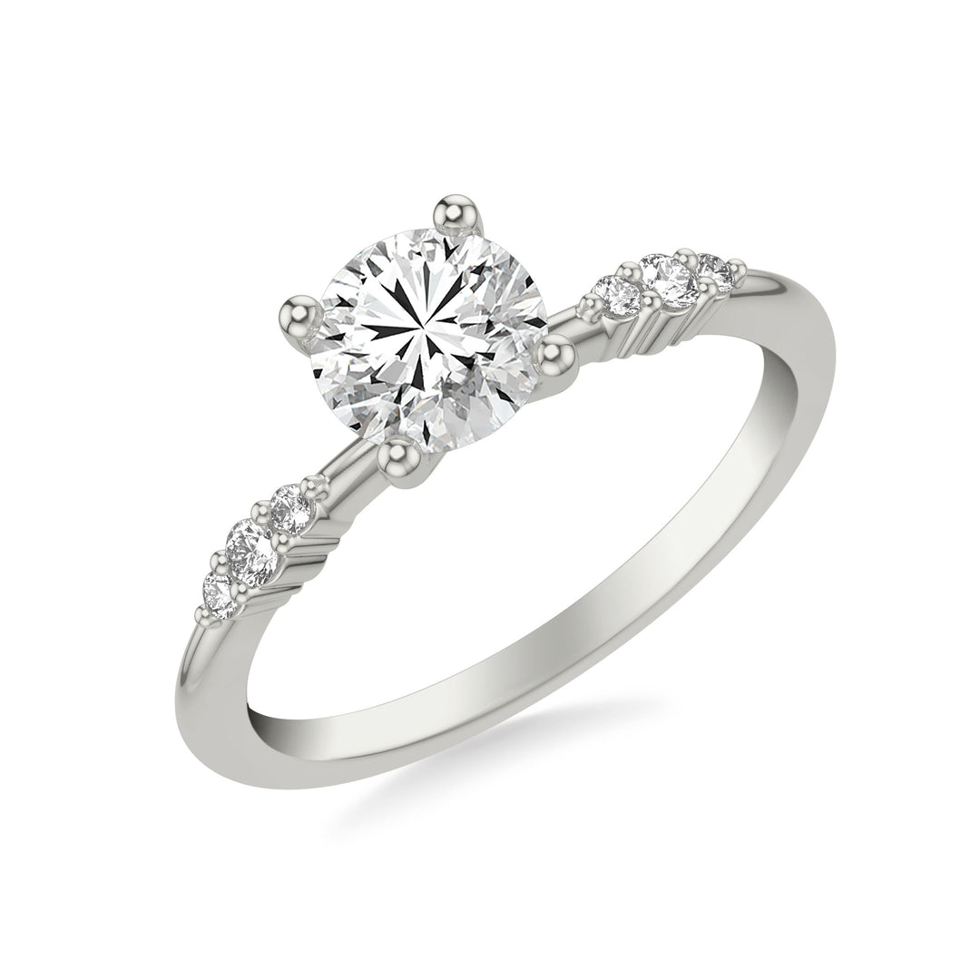 Contemporary Engagement Ring with Diamond Cluster Accented Band