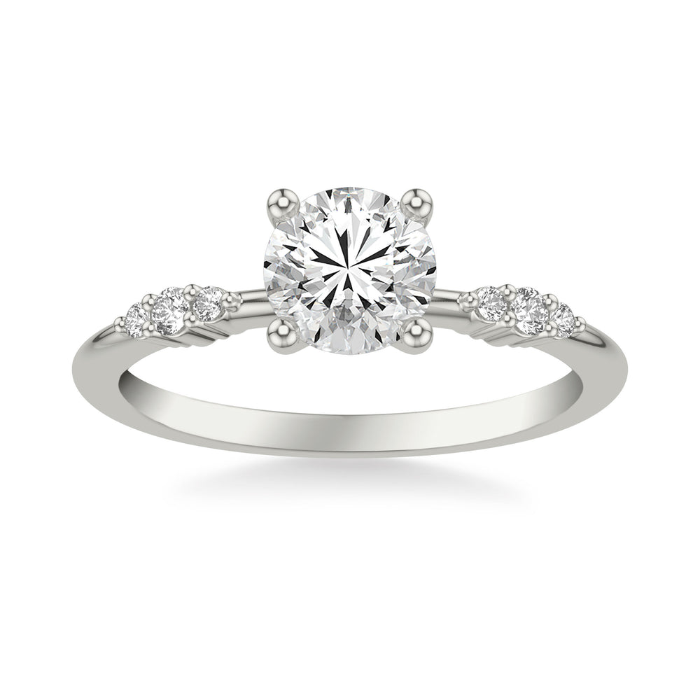 Contemporary Engagement Ring with Diamond Cluster Accented Band