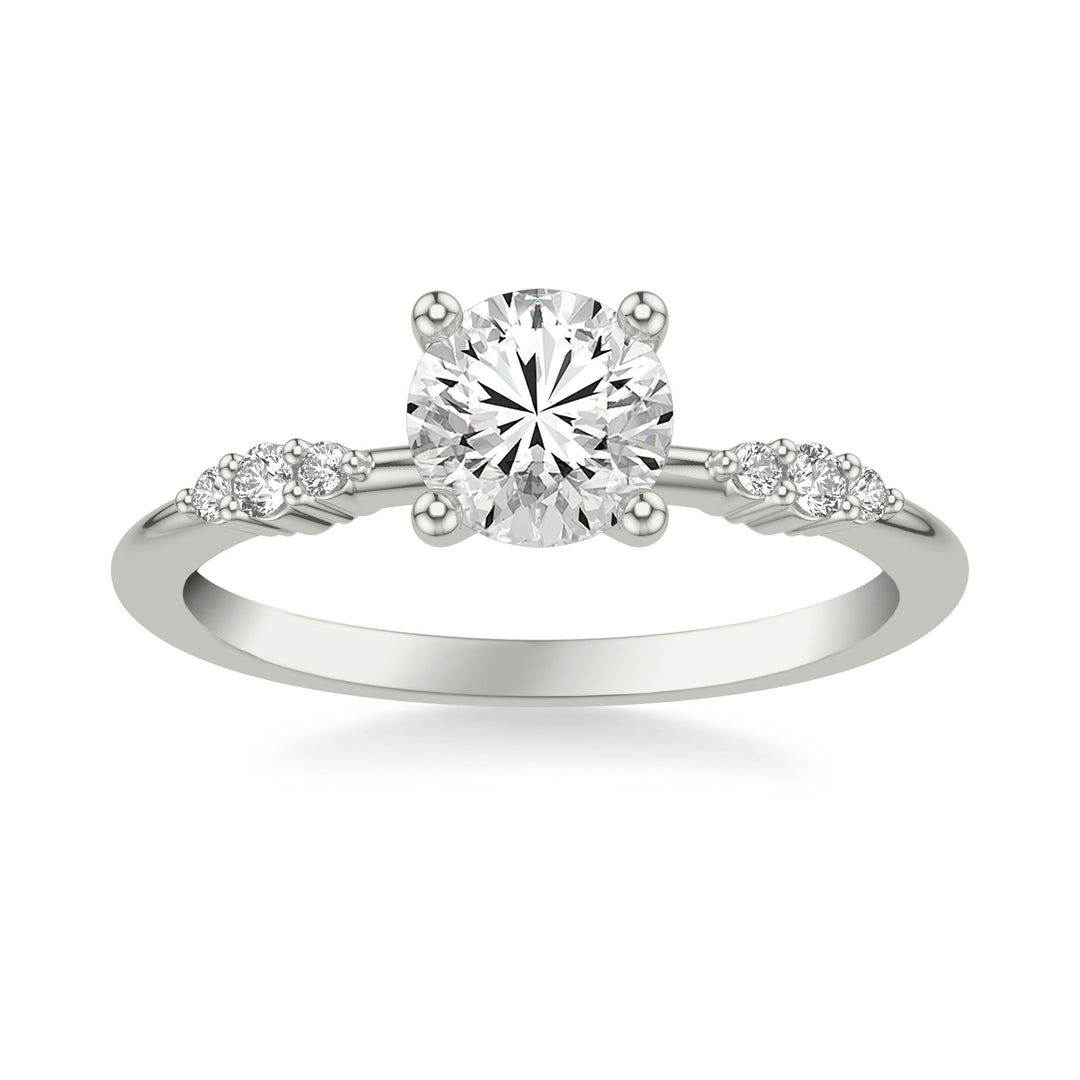 Contemporary Engagement Ring with Diamond Cluster Accented Band.  Center Stone is not included.