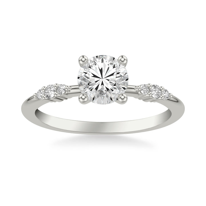 Contemporary Engagement Ring with Diamond Cluster Accented Band.  Center Stone is not included.