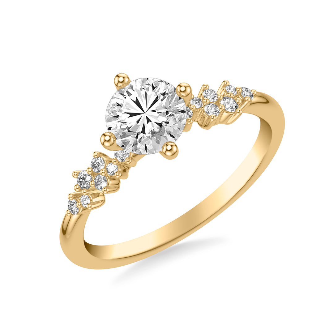 31-12153ERY-E.00 - Goldman - Contemporary Engagement Ring with East West Prong Setting and Scattered Diamond Accented Band