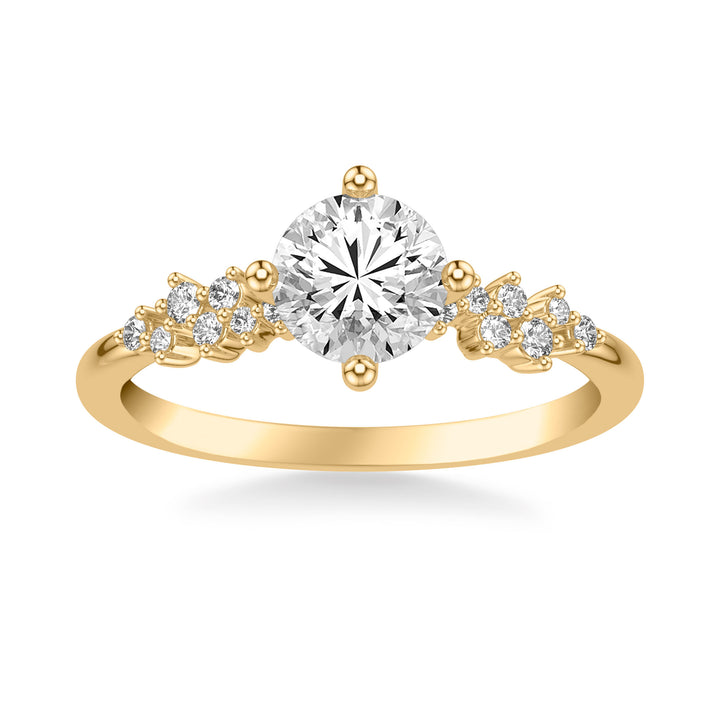 Contemporary Engagement Ring with East West Prong Setting and Scattered Diamond Accented Band.  Center Stone is not included.