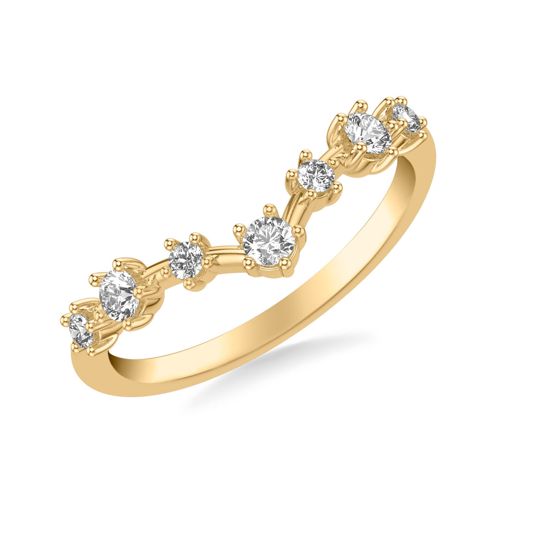 31-12157Y-L.00 - Goldman - Contemporary Curved Wedding Band with Single Diamond Station Accents