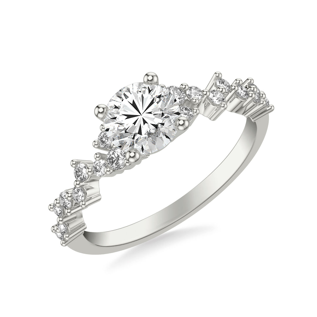 Contemporary Engagement Ring with Scattered Diamond Accented Band