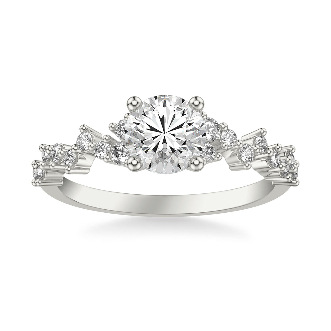 Contemporary Engagement Ring with Scattered Diamond Accented Band